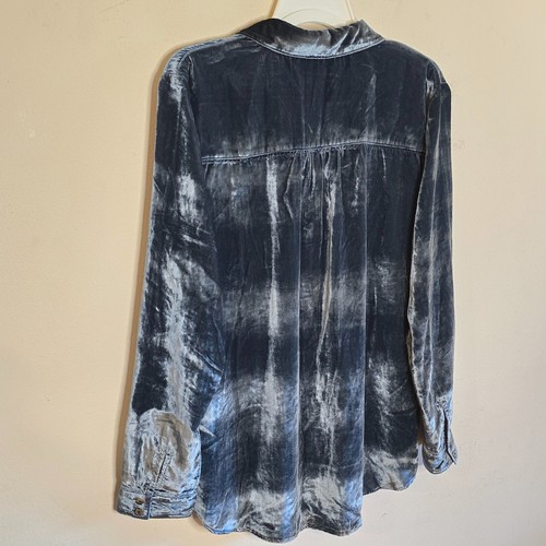 Anthropologie Pilcro Hadley Velvet Shirt Blue Large NWT Button Down Relaxed Fit - Picture 4 of 15