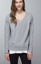 Lululemon After Asana Pullover Sweatshirt Womens Size 6 French Gray Terry