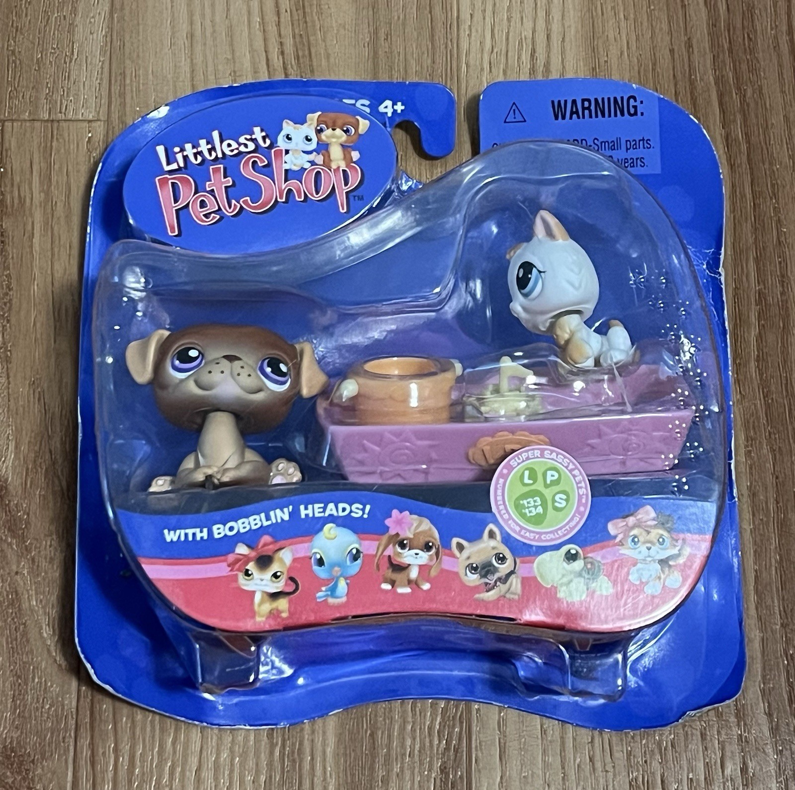 Littlest Pet Shop LPS Pet Pairs Pug #133 Kitten #134 RARE NIB 2006 New Old Stock