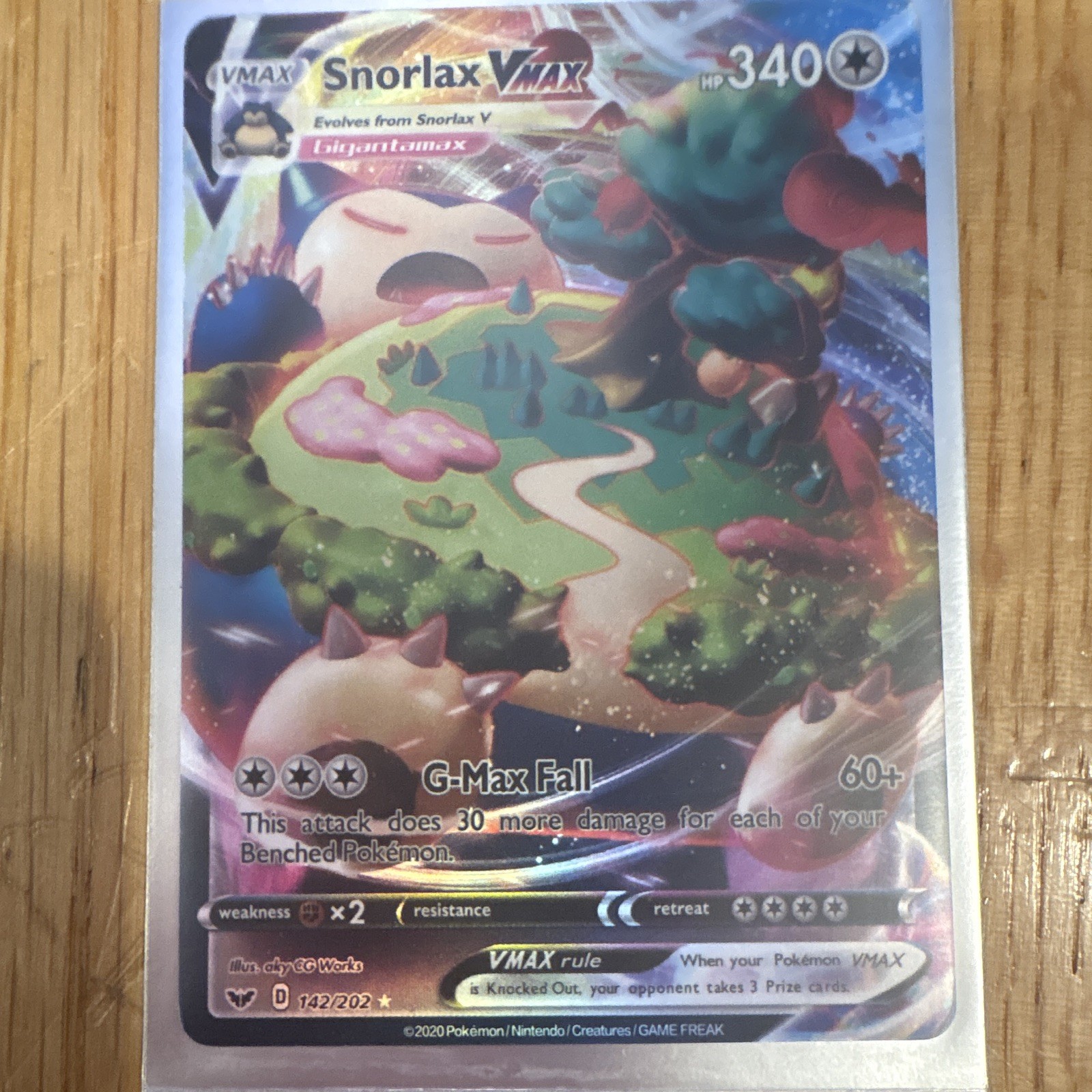 Snorlax VMAX 142/202 Sword & Shield Holo English Pokemon TCG Card 2020