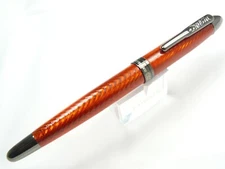 CONKLIN HERRINGBONE FOUNTAIN PEN ORANGE DARK TRIM  EX FINE NIB NEW/BOX/WARRANTY