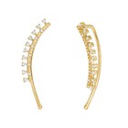 Designer Crawler Earrings - Round Diamonds 10K Yellow Gold