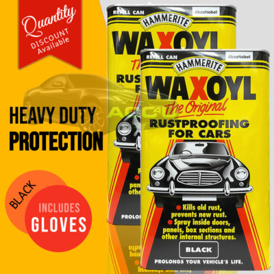 2 x Hammerite Waxoyl SCHWARZ Auto Unterboden Versiegelung Rostschutz Behandlung 5L+GL