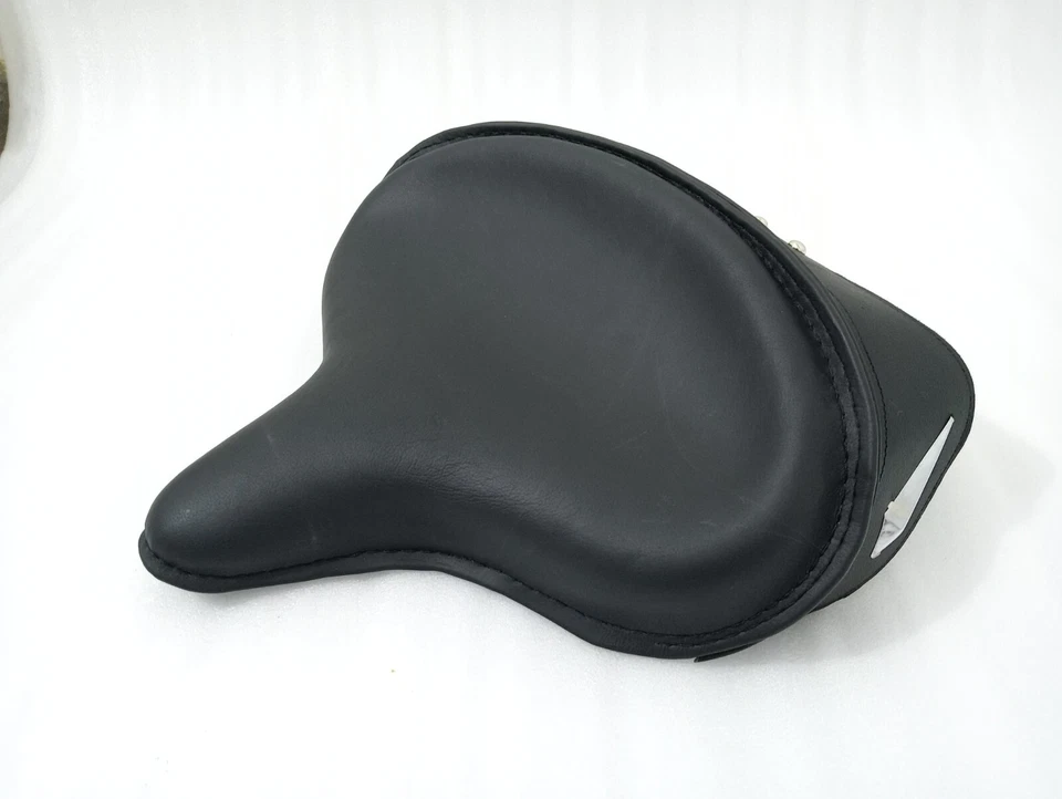 Solo Seat Harley Black Leather Skirt Knucklehead Panhead Shovel TC Bobber |Fit Foto 2 de 4