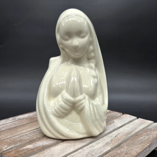 Haeger Pottery Virgin Mary Madonna Planter Wall Pocket Ceramic White