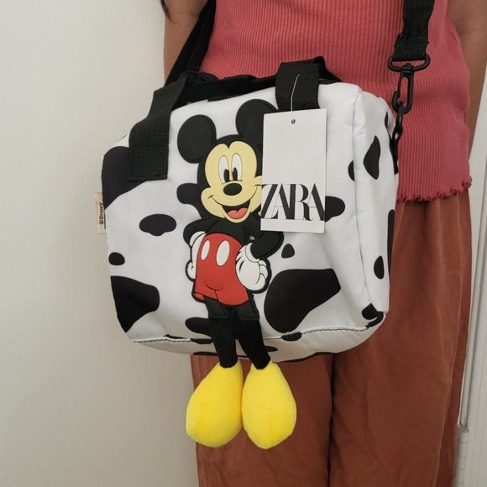 Zara x Disney Mickey Mouse Nylon Cross Body Black and White