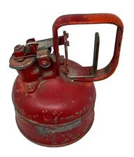 Vintage Justrite Red Metal Fuel Safety Gas Can Brass Tag Pat Applied “A 854208”