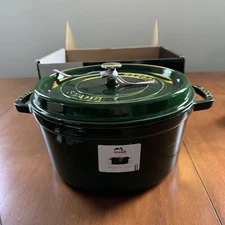 NIB Staub 7-Qt Round Cocotte, Made In France, Serves 7-8, Basil