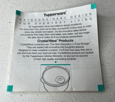 Vintage Tupperware Crystal Wave Instruction Booklet