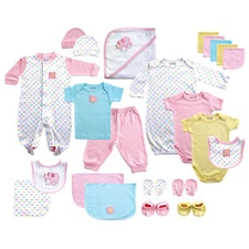 Luvable Friends Baby Girl Layette Gift Cube, Pink Elephant, 0-6 Months