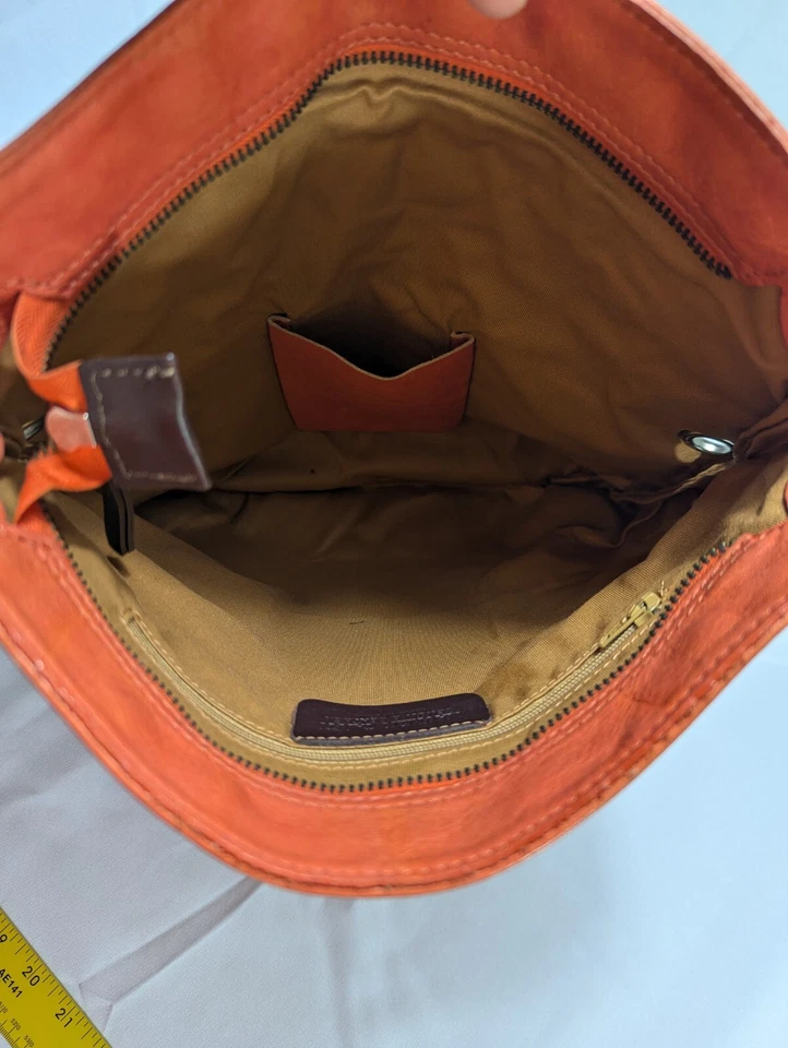 Maurizio Taiuti большой сожжен оранжевый кожаная сумка без ремня 13 «x 13» Y2K - Изображение 4 из 4