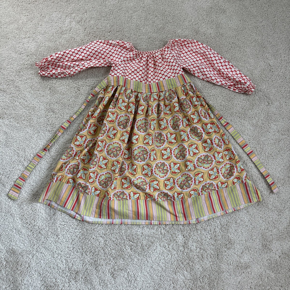 Vintage Girls Dress Size 10/12 Homemade White Eyelet Lace Puff Sleeve  Cottage