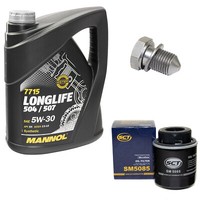 MotoröL Set ÖLfilter SM5085 5W30 5Liter + ÖLablassschraube FüR Audi VW Skoda