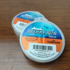 Blood Run Fluorocarbon Leader 200 Yds - 15lb - Lot Of (2) Spools - FREE SHIP! 