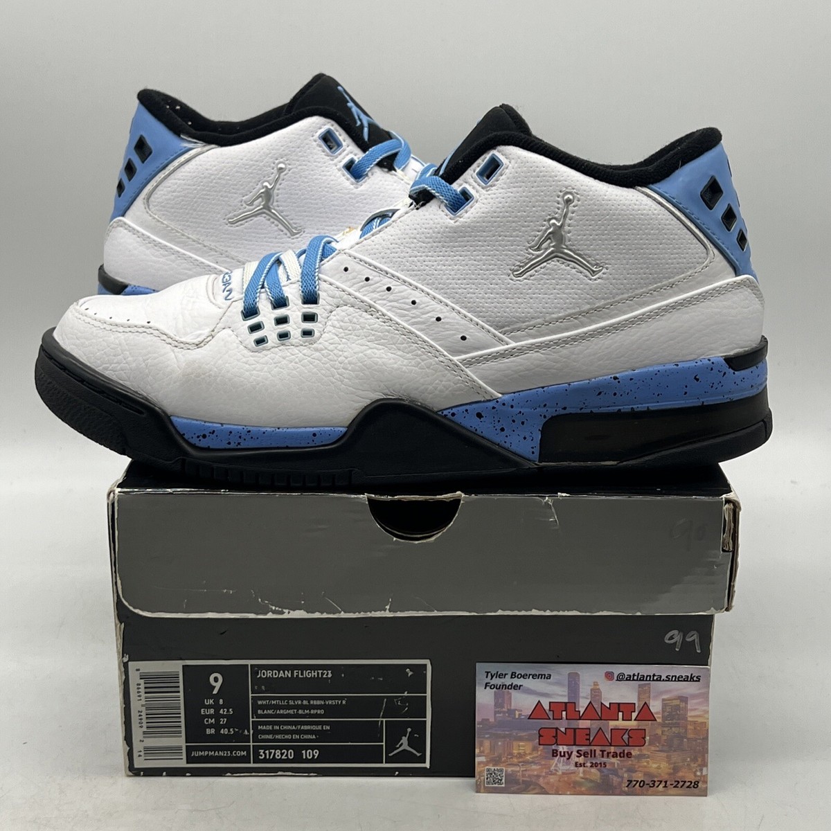 Vintage Nike Air Jordan Flight 23 White Carolina Blue Size 9 Vintage Nike Air Jordan Flight 23 White Carolina Blue Size 9