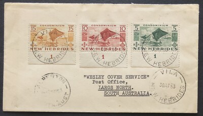 NEW HEBRIDES 1953 ENVELOPE NO. 68 69 70 5+10+15 c. BDF NO. TABLE 1 FOR S. AUSTRALIA