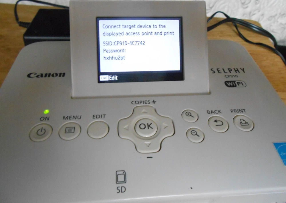 Cannon CP910 White Selphy Photo Printer with WiFi and Power Adapter