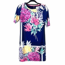 Eliza J Short Sleeve Scoop Neck Navy Floral Dress