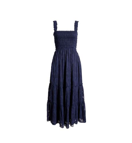 chinese dress ladies Lilly Pulitzer Hadly Smocked Cotton Maxi Amalfi Blue Leaf It Wild MD at  Amazon Women's Clothing store main image 1