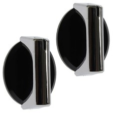 2 Baumatic Oven Cooker Hob Control Knobs Black & Silver Rotary Switch Dial Caple