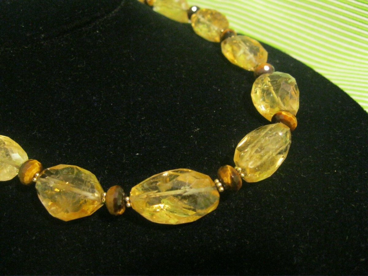 14K Gold Hand Faceted Large Natural Golden BEER Quartz Beads Tiger