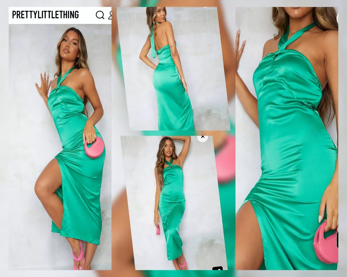 Green satin 2025 dress plt