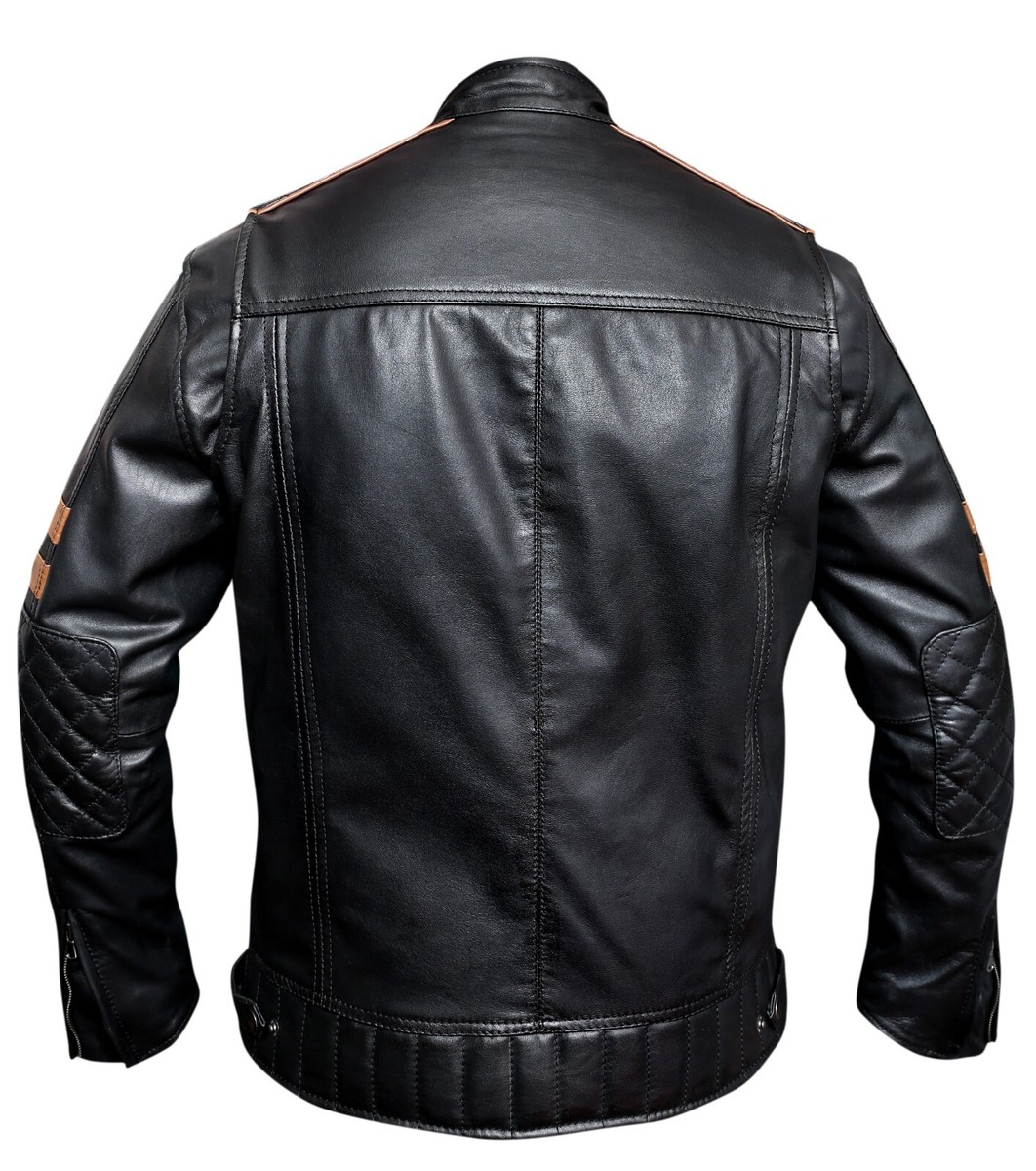 Men's Black Genuine Sheep Nappa Leather Biker Jacket | eBay