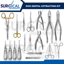 18 Pcs Dog Dental Extraction Kit Stainless Steel Forceps Elevator Veterinary Set