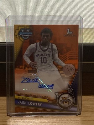 ZAIDE LOWERY 2023-24 BOWMAN UNIVERSITY CHROME 1ST ORANGE AUTO /25