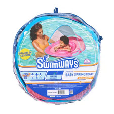 SwimWays Baby Spring Float with Adjustable Canopy and UPF Sun Protection, Pink