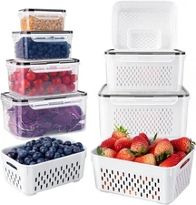 Freshmage Fruit Storage Containers for Fridge with Removable Large, clear 