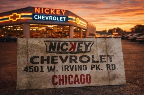 Nickey Chevrolet Painted Sign 24x12" Vintage Look Antiqued Speed Shop Chicago