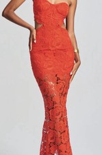 Amable by Mable Orange Lace Cut Out Floral Maxi Sweetheart Strappy Dress Size M