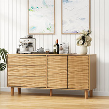 Mid Century 61" Sideboard Buffet Cabinet with 3 Drawers & Adjustable Shelf