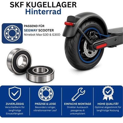 SKF Ninebot Max G30 G30D Kugellager für Hinterrad eScooter Lager Ersatz 2 Stück