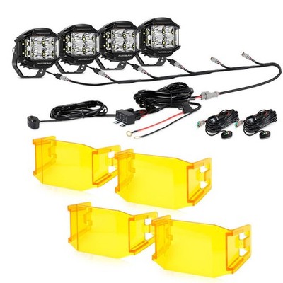 4X AUXBEAM 4'' LED Driving Pods Work Ditch Fog Light Bar Side Shooter Amber DRL