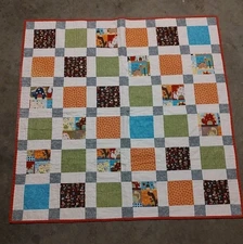 Handmade Crib Throw Blanket Lap Quilt Approx. 39”x38” Dinosaurs 2015 Signed