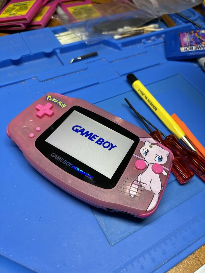Pokémon Backlit IPS Nintendo Gameboy Advance Console GBA Cartridge Mew Pink V4 - Image 4 of 4
