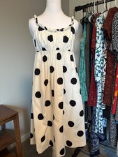 J.CREW Polka Dot Midi Sundress Cotton Braided Strap Square Neck Sleeveless 4