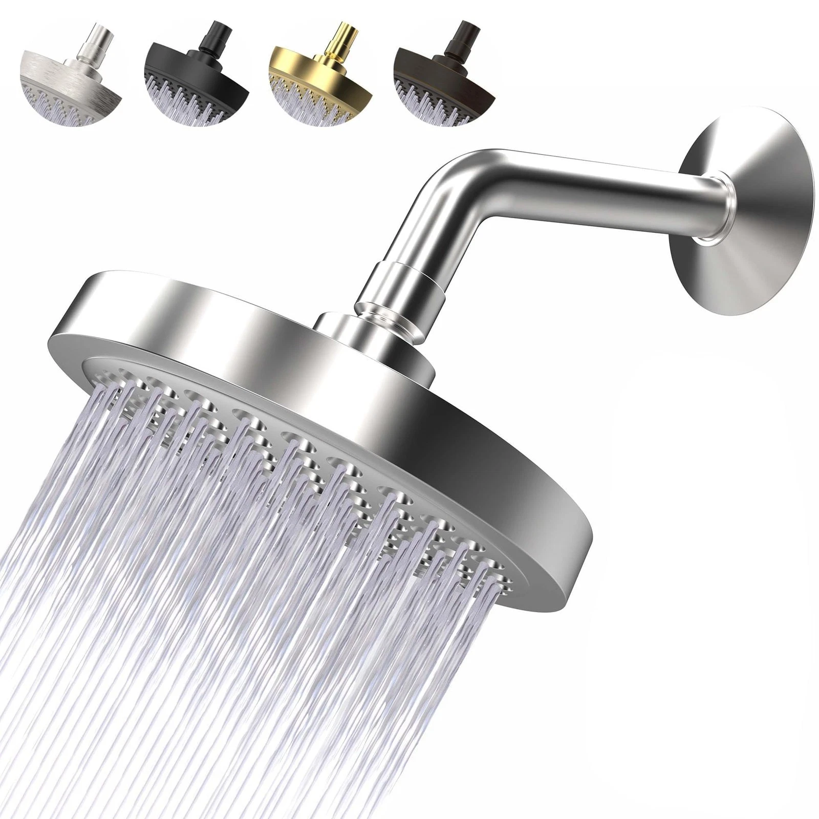High Pressure Shower Head - Anti-Clogging Silicone Nozzles - 2.5GPM, Chrome