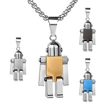 Hip Hop Necklace Stainless Steel Movable Robot Pendant Chain Jewelry Box Chain