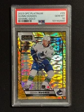 PSA 10 #29 Quinn Hughes /50 Seismic Gold 2023-24 O-Pee-Chee Platinum