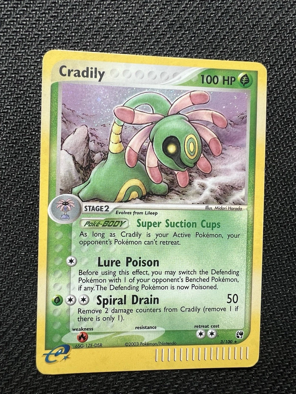 Pokémon Cradily 3/100 Holo – EX Sandstorm – 2003 Pokemon Card MP Ereader