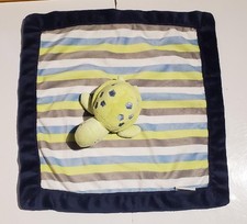 CARTERS BABY Plush Turtle Navy Blue Grey Green Stripe Lovey Security Blanket
