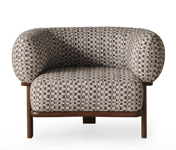 Bequemer Sessel Beige Modernes Design Geometrisches Muster Lounge-Sessel-image