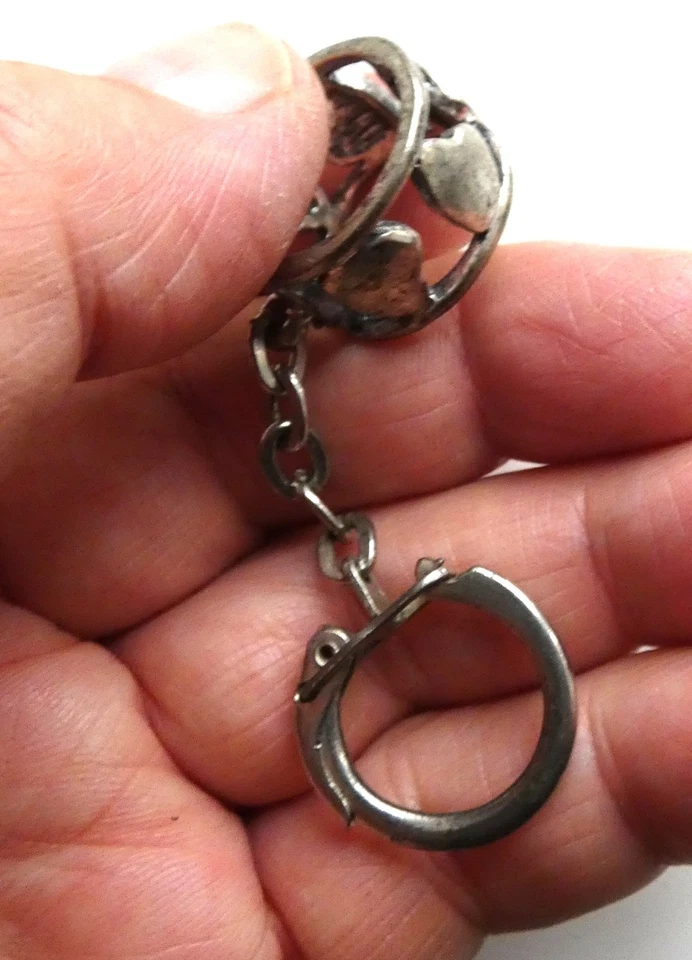 Ancien porte clé métal Bague Coeur Strass Amour Cadeau... - Photo 3/3