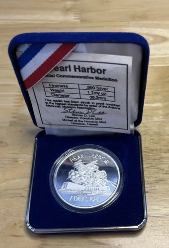 Pearl Harbor 1 oz .999 Proof Round USS Arizona Honolulu Mint w/ COA
