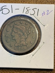1851  braided hair Large Cent, coin #2