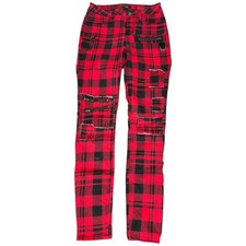 Hot Topic Blackheart Super Skinny Red  Black Plaid Pants Size 5 Punk Alt Goth