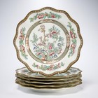 Antique Set Of 6 Coalport Porcelain Salad Plates Luncheon Plates Indian Tree 9"